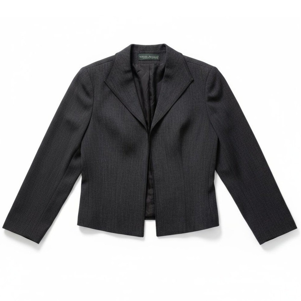 EUC Harve Benard by‎ Benard Holtzman Open Front Gray Wool Blend Blazer Size 8